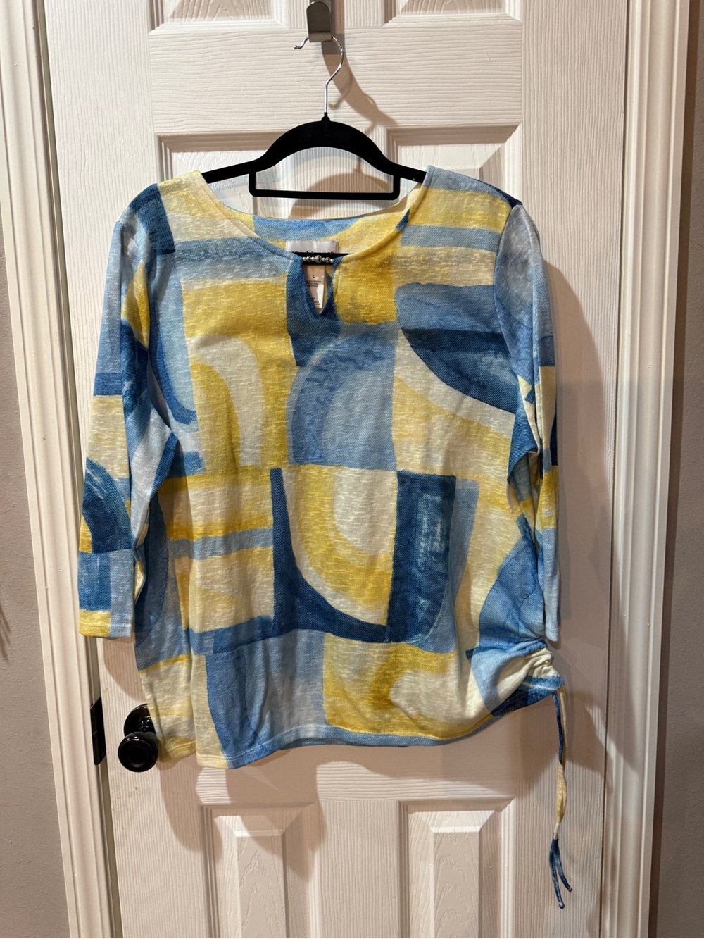 Alfred Dunner Blue and Yellow Patterned Top